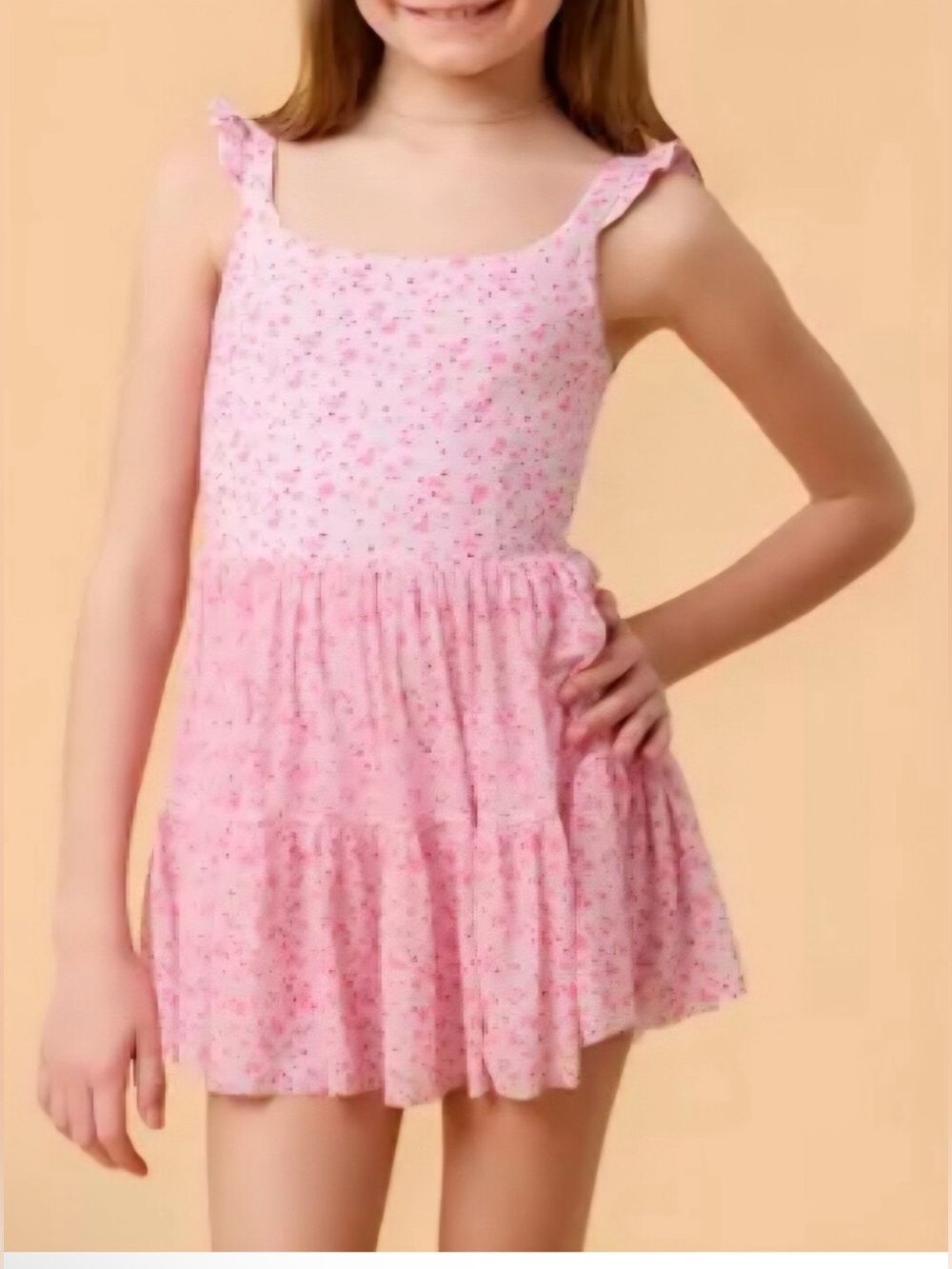 NWT Blogilates Girls Mommy & Me Ballerina Ruffle Dress Pink Floral Size XL 14